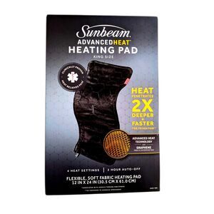 Sunbeam Advanced Heat Heating Pad King Size with Washable Cover